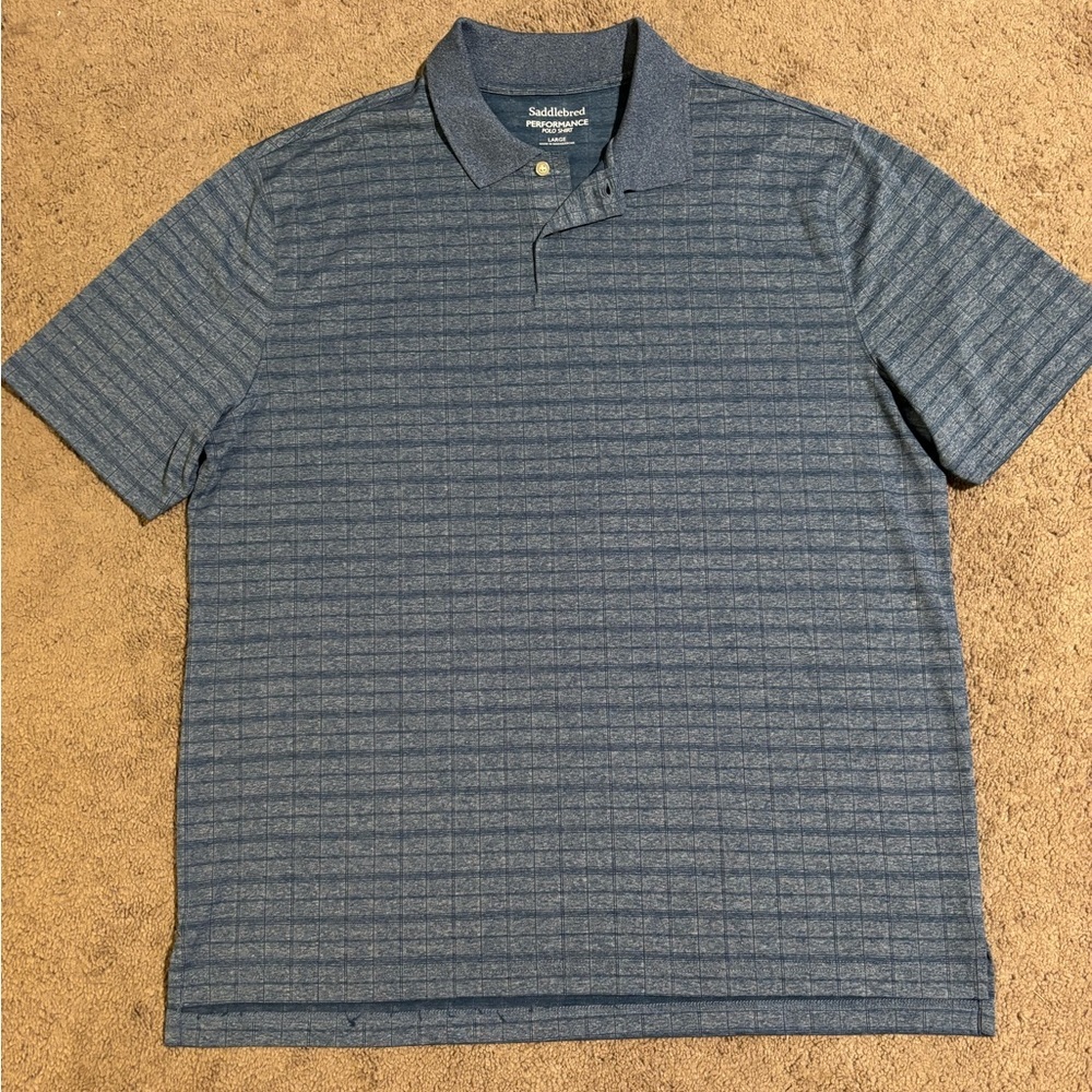 Saddlebred Blue Performance Polo Shirt Mens Size Large
